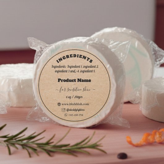 Kraft papier ingrediënt handgemaakte zeep Label