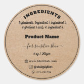 Kraft papier ingrediënt handgemaakte zeep Label (Voorkant)