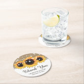 Kraft Papier Kant String Lights Zonnebloem Bruilof Ronde Kartonnen Onderzetter (Insitu)