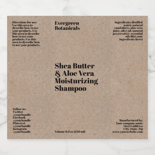 Kraft papier look waterdicht cosmetica flesetiket sparkling wijnetiket (Enkel label)