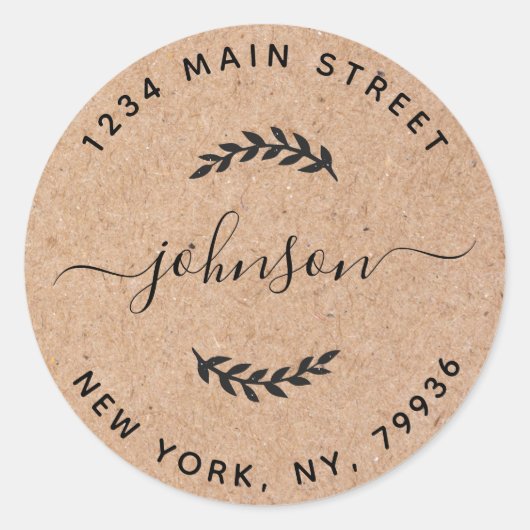 Kraft Papier Maak Je Eigen Ronde Retouradres Sticker (Voorkant)