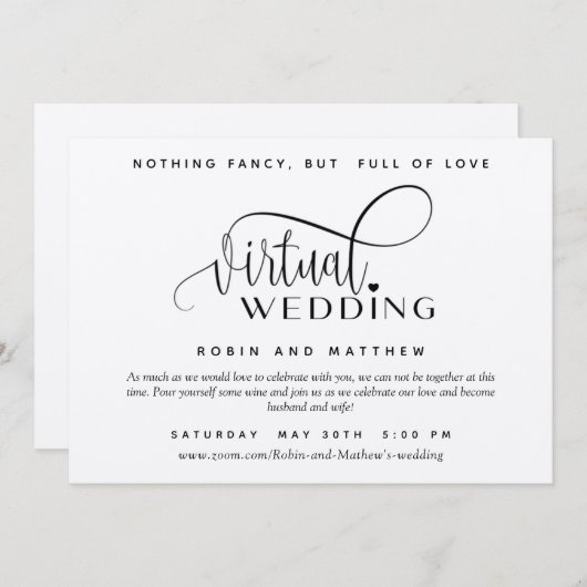 Kraft papier, rustiek, online virtuele bruiloft kaart (Voorkant / Achterkant)