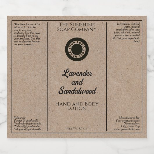 Kraft papier stijl cosmetica flesetiket met logo sparkling wijnetiket (Enkel label)