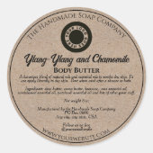 Kraft Papier Stijl Cosmetica Kruik Label met logo (Voorkant)