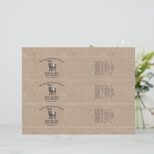 Kraft papier stijl Geitenmelk Zeep Buik Band (Staand voorkant)
