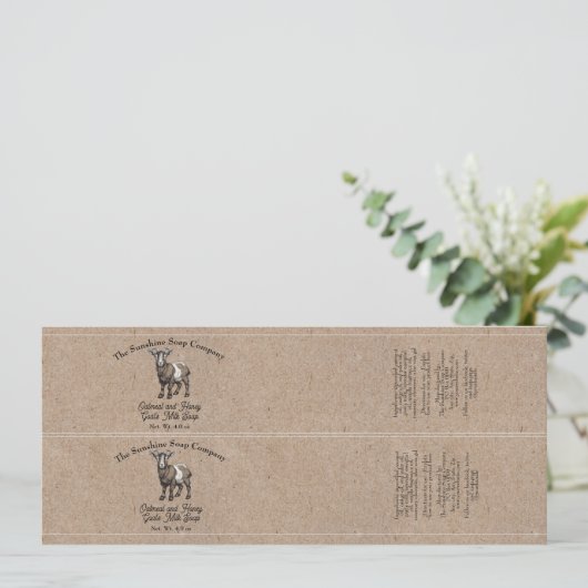 Kraft papier stijl Geitenmelk Zeep Buik Band Kaart (Staand voorkant)