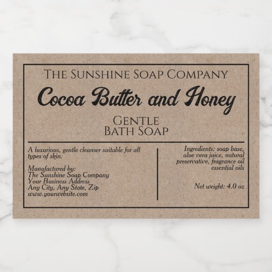 Kraft papier stijl waterdichte zeep box label voedselcontainer etiket (Enkel label)