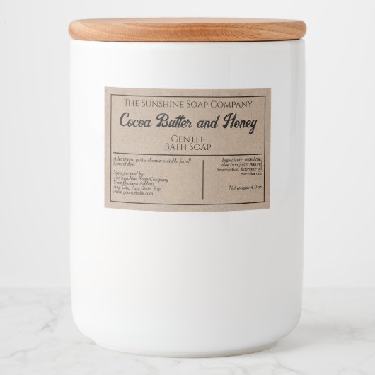 Kraft papier stijl waterdichte zeep box label voedselcontainer etiket (Voorkant)