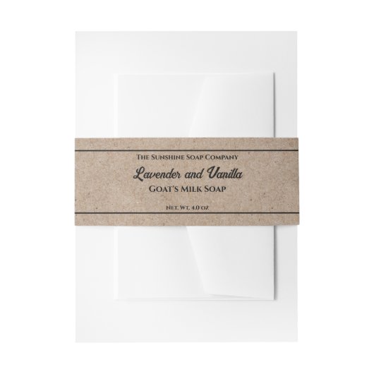 Kraft papier stijl zeep buik band uitnodigingen wikkel (Voorkant Voorbeeld)