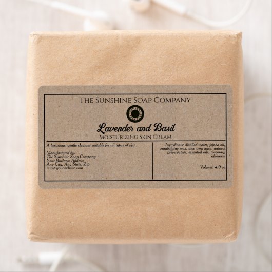 Kraft papier stijl zeep cosmetica label met logo (Insitu)