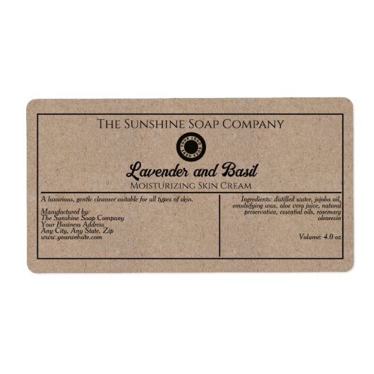 Kraft papier stijl zeep cosmetica label met logo (Voorkant)