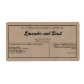 Kraft papier stijl zwarte tekst zeep cosmetica lab etiket (Voorkant)