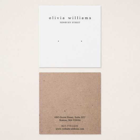 Kraft Papier Stud Oorbel Vierkante Display Kaart (Voorkant /achterkant)