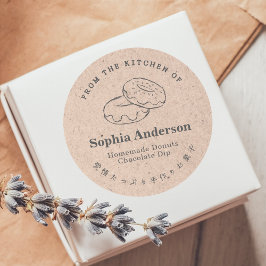 Kraft papier uit de keuken van donut gebakken goed ronde sticker