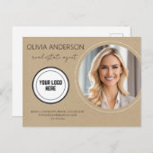 Kraft papier vastgoedmarketing briefkaart (Voorkant / Achterkant)