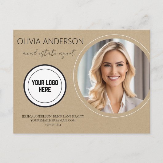 Kraft papier vastgoedmarketing briefkaart (Voorkant)