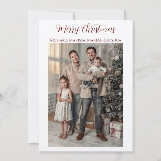 Kraft Papier Vrolijk Kerstmis Familie Foto Feestdagenkaart (Voorkant)