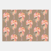 Kraft Papier Waterverf Roze Flamingo's Mama & Baby Inpakpapier Vel (Voorkant 3)