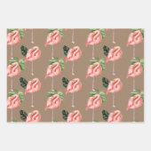Kraft Papier Waterverf Roze Flamingo's Mama & Baby Inpakpapier Vel (Voorkant)