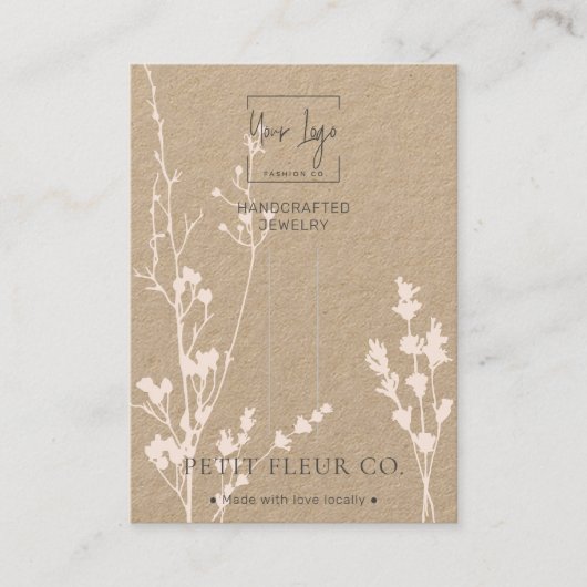 Kraft Papier Wildbloemen Sieraden Haarclip Display Contactkaartje (Voorkant)