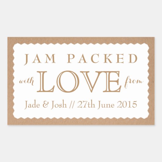 Kraft papier wit bruiloft gunst Jam Jar Sticker (Voorkant)