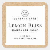 Kraft-papier, wit etiket met rand (Voorkant)