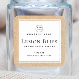 Kraft-papier, wit etiket met rand