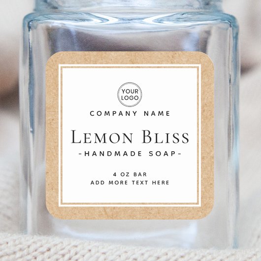 Kraft-papier, wit etiket met rand