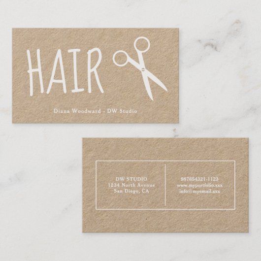 Kraft papier wit kappers Visitekaartje (Voorkant / Achterkant)