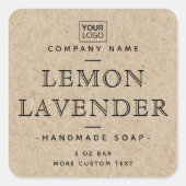 Kraft-papier ziet er uit lettertypelabels vierkante sticker (Voorkant)