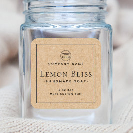 Kraft-papier ziet er uit op etiket met vierkante r