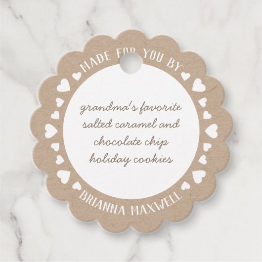 Kraft papieren harten gemaakt met liefde bedankjes labels (Voorkant)