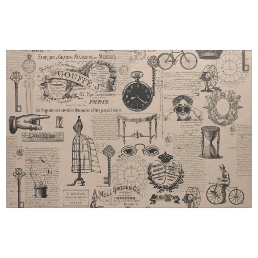  Kraft Paris Theme Script Stof (Yard (91,4 cm))
