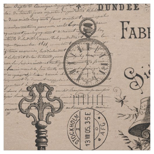 Kraft Paris Theme Script Stof (Swatch)