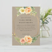 KRAFT PEACH DESERT SUCCULENT CACTI FOLIAGE WEDDING KAART (Staand voorkant)