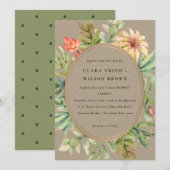 KRAFT PEACH DESERT SUCCULENT CACTI FOLIAGE WEDDING KAART (Voorkant / Achterkant)