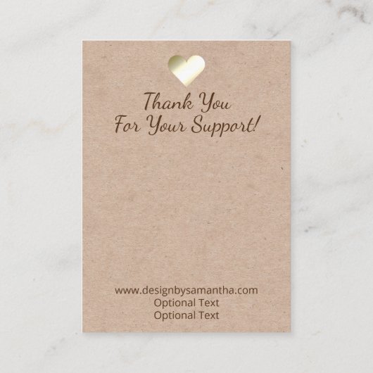 Kraft Pearl handgemaakte oorbel en Ketting display Visitekaartje (Achterkant)