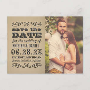  Kraft Photo Wedding Save the Date Aankondigingskaart