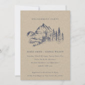 Kraft Pine Bossen Mountain Sketch Verloving Invite Bedankkaart (Voorkant)