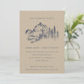 Kraft Pine Bossen Mountain Sketch Verloving Invite Bedankkaart (Staand voorkant)