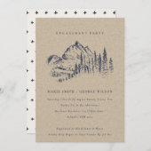 Kraft Pine Bossen Mountain Sketch Verloving Invite Bedankkaart (Voorkant / Achterkant)