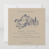 Kraft Pine Bossen Mountain Sketch Wedding Invite Bedankkaart (Voorkant)