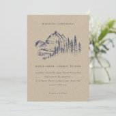 Kraft Pine Bossen Mountain Sketch Wedding Invite Bedankkaart (Staand voorkant)