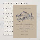 Kraft Pine Bossen Mountain Sketch Wedding Invite Bedankkaart (Voorkant / Achterkant)
