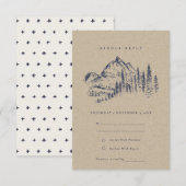 Kraft Pine Bossen Mountain Sketch Wedding RSVP Informatiekaartje (Voorkant / Achterkant)