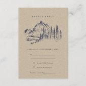 Kraft Pine Bossen Mountain Sketch Wedding RSVP Informatiekaartje (Voorkant)