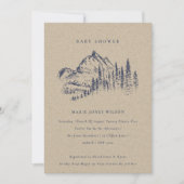 Kraft Pine Mountain Sketch Baby shower Invite Bedankkaart (Voorkant)