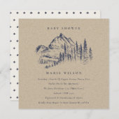 Kraft Pine Mountain Sketch Baby shower Invite Bedankkaart (Voorkant / Achterkant)