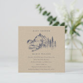 Kraft Pine Mountain Sketch Baby shower Invite Bedankkaart (Staand voorkant)