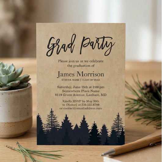 Kraft Pine Tree Forest Afstuderen GraduPartij Kaart